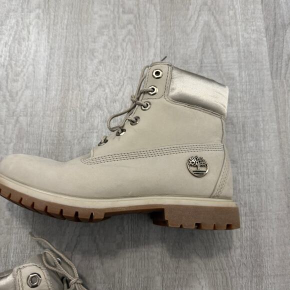 Timberland Premium Waterproof Lace Up Ankle Boots Women's 7 Cream A2798 - Picture 3 of 12